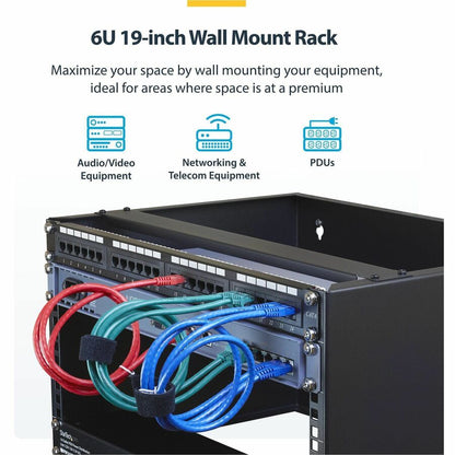 Alternate-Image1 Image for StarTech.com 6U Wall Mount Rack, 14in Deep, 19 inch Wall Mount Network Rack, Wall Mounting Patch Panel Bracket for Switch/IT Equipment