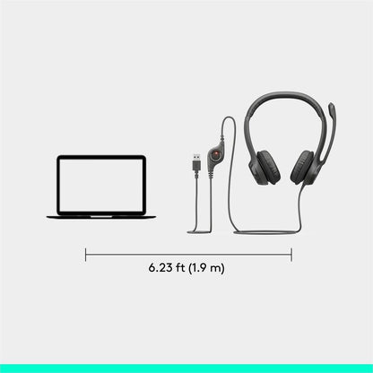 Alternate-Image7 Image for Logitech H390 Wired Headset for PC/Laptop, Stereo Headphones with Noise Cancelling Microphone, USB-A, In-Line Controls, Works with Chromebook