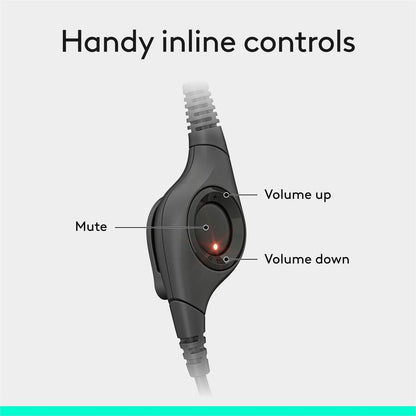 Alternate-Image3 Image for Logitech H390 Wired Headset for PC/Laptop, Stereo Headphones with Noise Cancelling Microphone, USB-A, In-Line Controls, Works with Chromebook