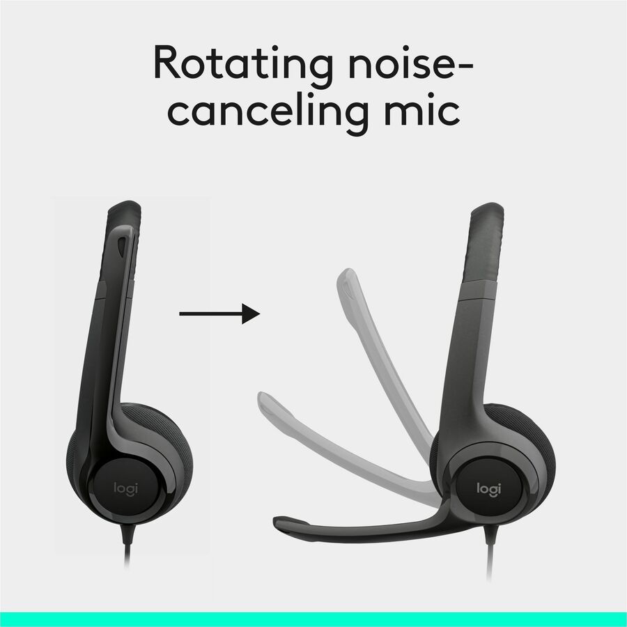 Alternate-Image2 Image for Logitech H390 Wired Headset for PC/Laptop, Stereo Headphones with Noise Cancelling Microphone, USB-A, In-Line Controls, Works with Chromebook