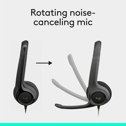 Alternate-Image2 Image for Logitech H390 Wired Headset for PC/Laptop, Stereo Headphones with Noise Cancelling Microphone, USB-A, In-Line Controls, Works with Chromebook