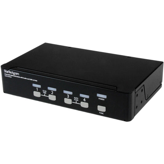 Main Image for StarTech.com 4 Port DVI + USB KVM Switch with Audio - KVM switch - USB 2.0 Hub - 2 ports - 1 local user - 1U