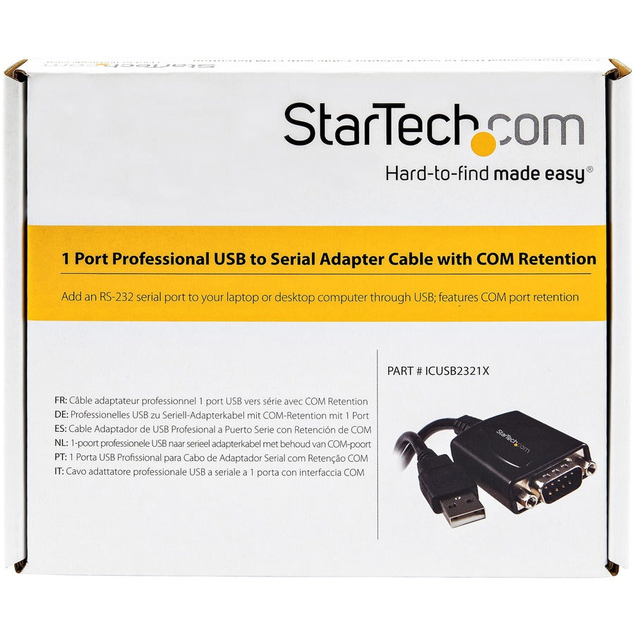 Alternate-Image4 Image for StarTech.com 1ft (30cm) 1-Port Professional USB to Serial Adapter Cable with COM Retention, USB to RS232 Adapter - TAA