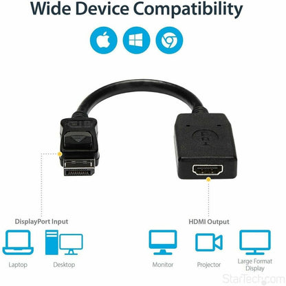 Alternate-Image4 Image for StarTech.com DisplayPort to HDMI Adapter, 1080p DP to HDMI Adapter/Video Converter, VESA Certified, DP to HDMI Monitor/Display, Passive
