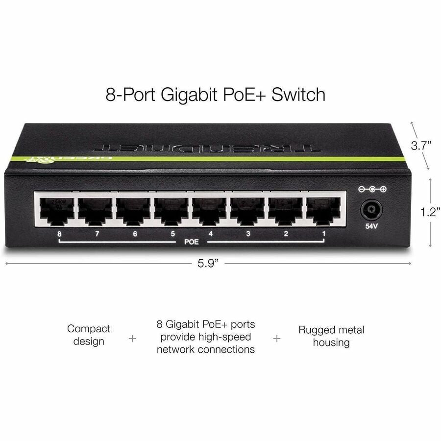 Alternate-Image5 Image for TRENDnet 8-Port 10/100Mbps PoE Switch, 4 x 10/100 Ports, 4 x 10/100 PoE Ports, 30W PoE Power Budget, 1.6 Gbps Switching Capacity, 802.3af, Limited Lifetime Protection, Black, TPE-S44