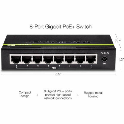 Alternate-Image5 Image for TRENDnet 8-Port 10/100Mbps PoE Switch, 4 x 10/100 Ports, 4 x 10/100 PoE Ports, 30W PoE Power Budget, 1.6 Gbps Switching Capacity, 802.3af, Limited Lifetime Protection, Black, TPE-S44