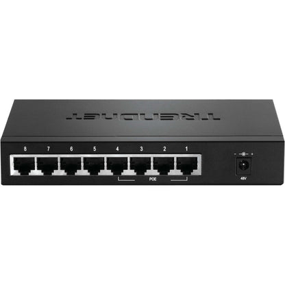 Rear Image for TRENDnet 8-Port 10/100Mbps PoE Switch, 4 x 10/100 Ports, 4 x 10/100 PoE Ports, 30W PoE Power Budget, 1.6 Gbps Switching Capacity, 802.3af, Limited Lifetime Protection, Black, TPE-S44
