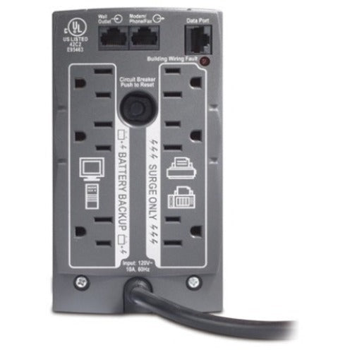 Rear Image for APC Back-UPS, 500VA, Tower, 120V, 6 NEMA 5-15R Outlets , User Replaceable Battery