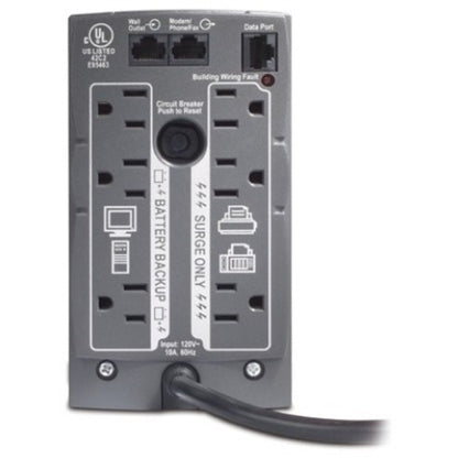 Rear Image for APC Back-UPS, 500VA, Tower, 120V, 6 NEMA 5-15R Outlets , User Replaceable Battery