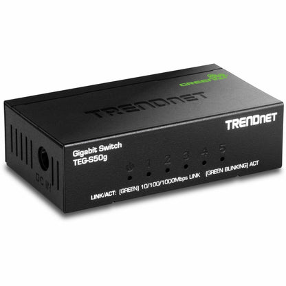 Main Image for TRENDnet 5-Port Mini Gigabit Switch, TEG-S50g, GREENnet Technology, NDAA + TAA Compliant, Desktop Metal Ethernet Network Switch, 5 x Gigabit Ports, Fanless, Lifetime Protection, Black