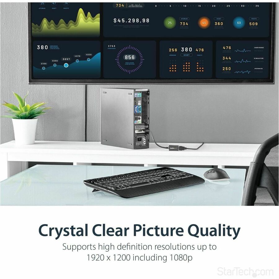 Alternate-Image3 Image for StarTech.com DisplayPort to VGA Adapter, Active DP to VGA Converter, 1080p Video DP to VGA Monitor Dongle, Latching DP Connector, Durable