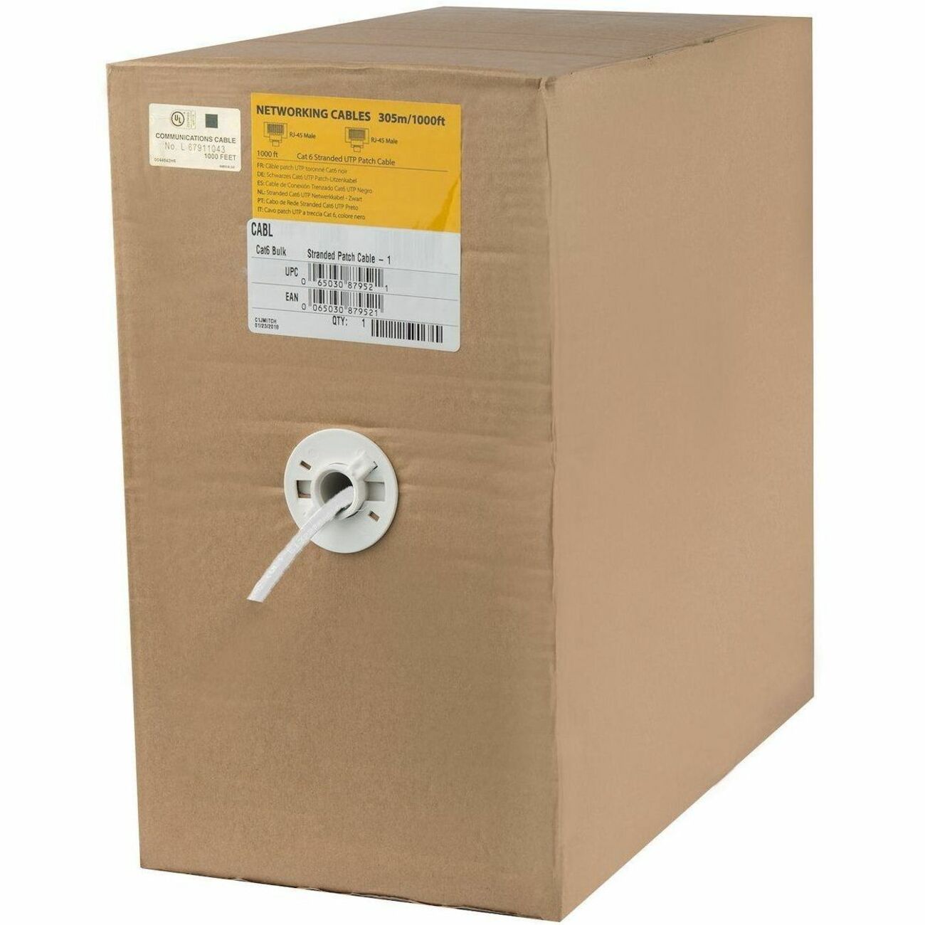 Main Image for StarTech.com 1000 ft Bulk Cat6 Ethernet Cable - Stranded - CM-Rated for In-Wall Use - Cat 6 UTP Patch Cable - White