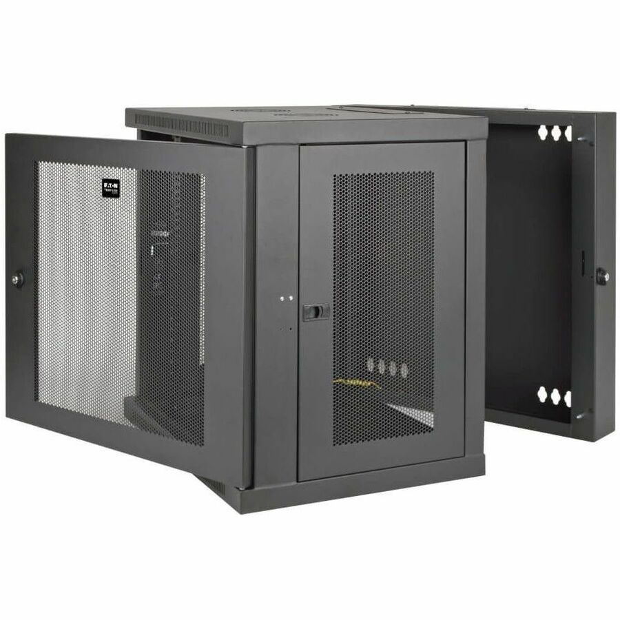Alternate-Image2 Image for Eaton Tripp Lite Series SmartRack 12U Low-Profile Switch-Depth Wall-Mount Small Rack Enclosure, Hinged Back