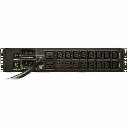 Front Image for Tripp Lite by Eaton PDU 5.5kW Single-Phase Local Metered PDU 208/230V Outlets (16 C13 & 2 C19) L6-30P 12 ft. (3.66 m) Cord 2U Rack-Mount TAA