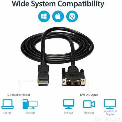 Alternate-Image4 Image for StarTech.com 6ft (1.8m) DisplayPort to DVI Cable, DisplayPort to DVI Adapter Cable, DP to DVI-D Converter, Replaced by DP2DVI2MM6