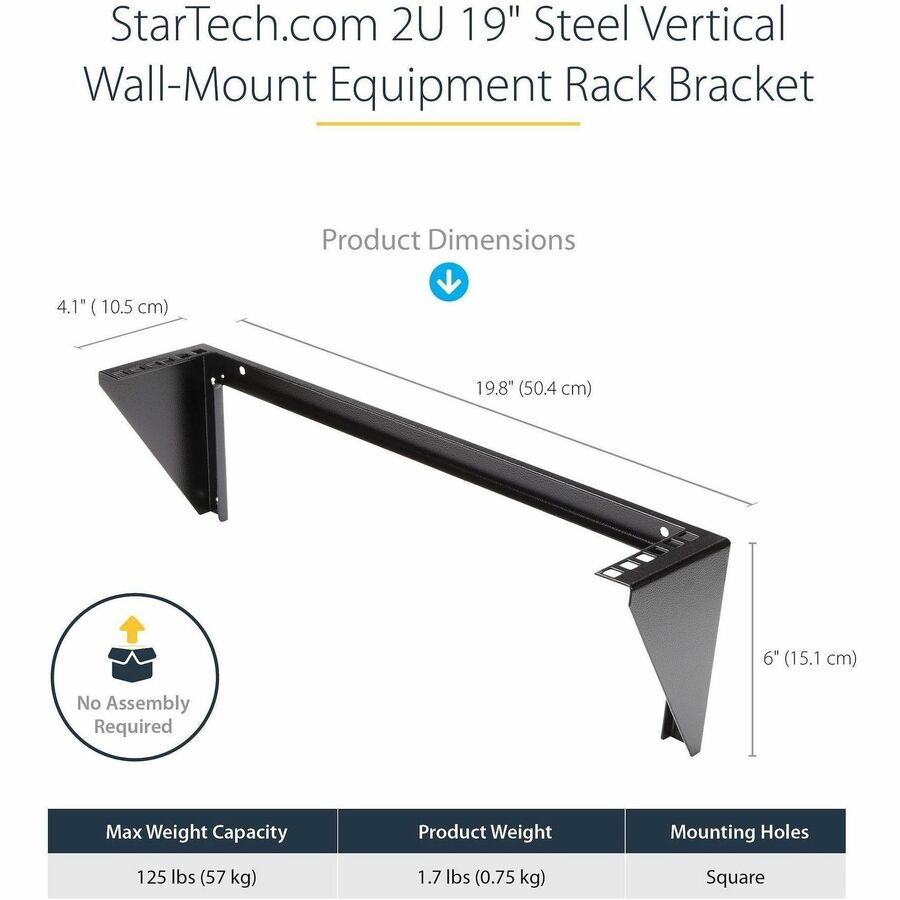 Alternate-Image2 Image for StarTech.com 2U 19in Steel Vertical Wall Mount Equipment Rack Bracket