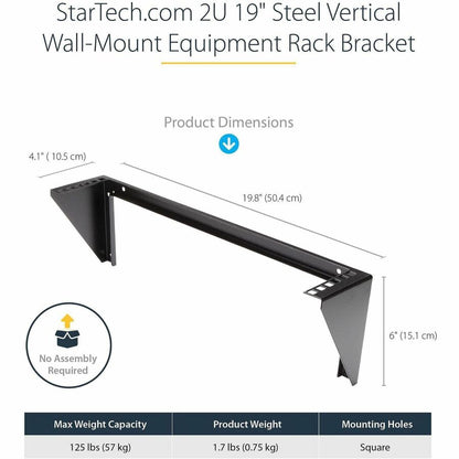 Alternate-Image2 Image for StarTech.com 2U 19in Steel Vertical Wall Mount Equipment Rack Bracket