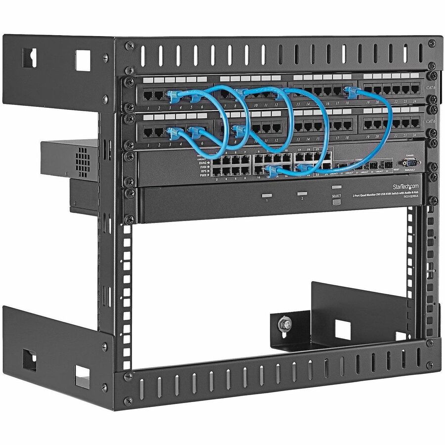 Alternate-Image7 Image for StarTech.com 2-Post 8U Heavy-Duty Wall-Mount Network Rack, 19" Open Frame Server Rack for Computer Equipment, Wall Mount Data Rack~
