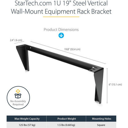 Alternate-Image2 Image for StarTech.com 1U 19in Steel Vertical Wall Mount Equipment Rack Bracket