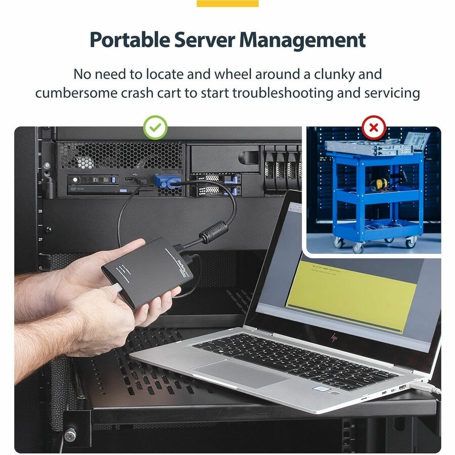 Alternate-Image3 Image for StarTech.com KVM Console to USB 2.0 Portable Laptop Crash Cart Adapter, Compact Notebook/Netbook KVM to USB Portable KVM Console, TAA