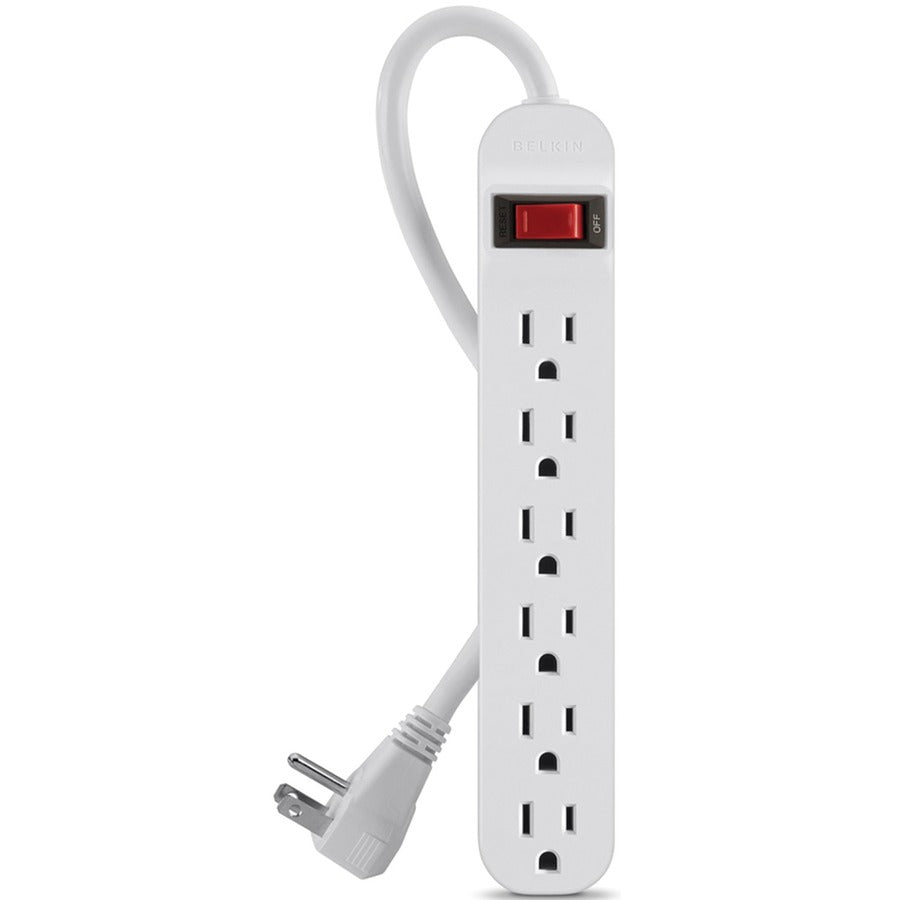 Alternate-Image3 Image for Belkin 6 Outlet Power Strip - 5 foot cord - White