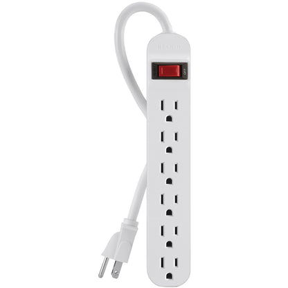 Alternate-Image1 Image for Belkin 6-Outlet Power Strip - 3ft Cord - Straight Plug - On-Off Switch - White