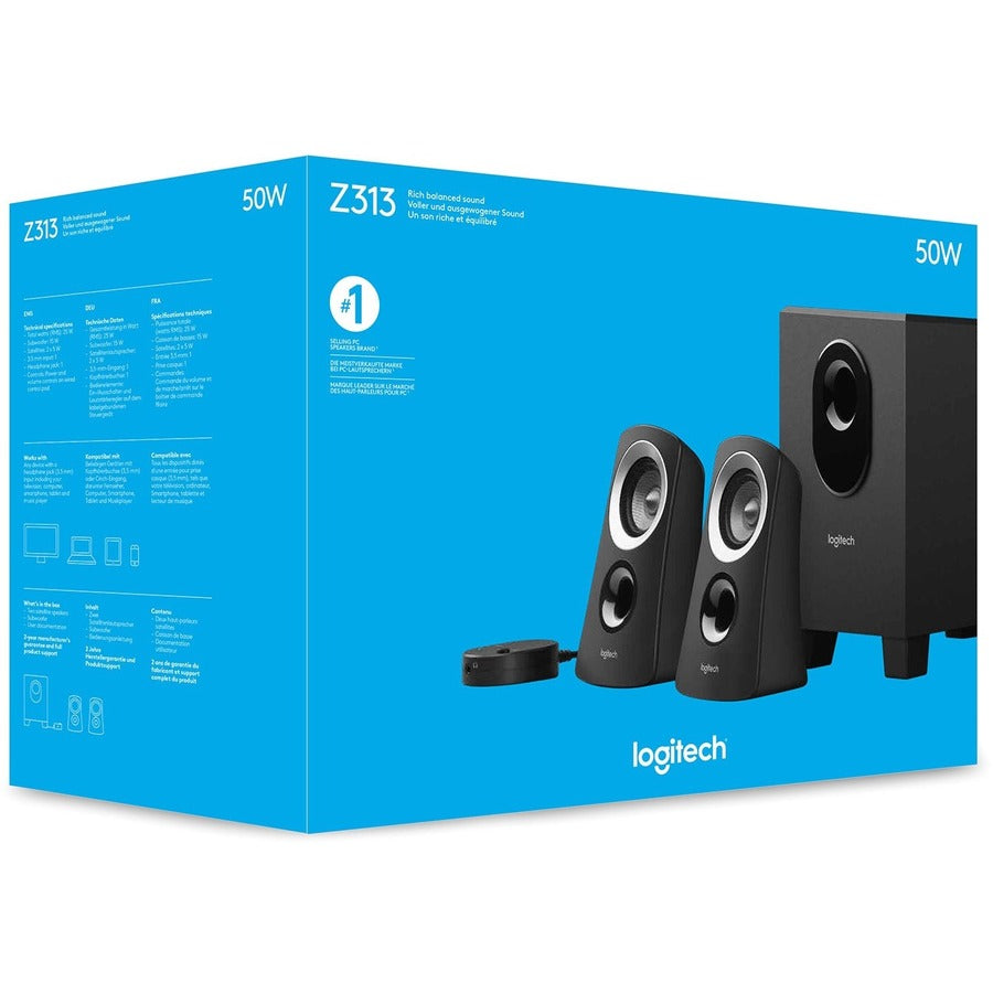 Alternate-Image2 Image for Logitech Z313 2.1 Speaker System - 25 W RMS - Black