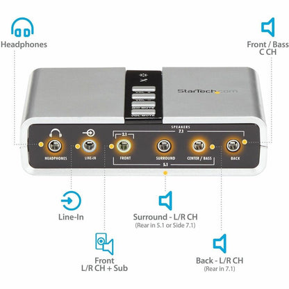 Alternate-Image2 Image for StarTech.com 7.1 USB Audio Adapter External Sound Card