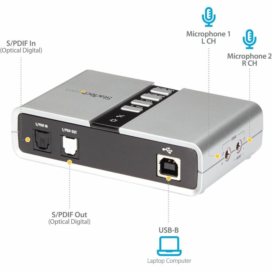 Alternate-Image3 Image for StarTech.com 7.1 USB Audio Adapter External Sound Card