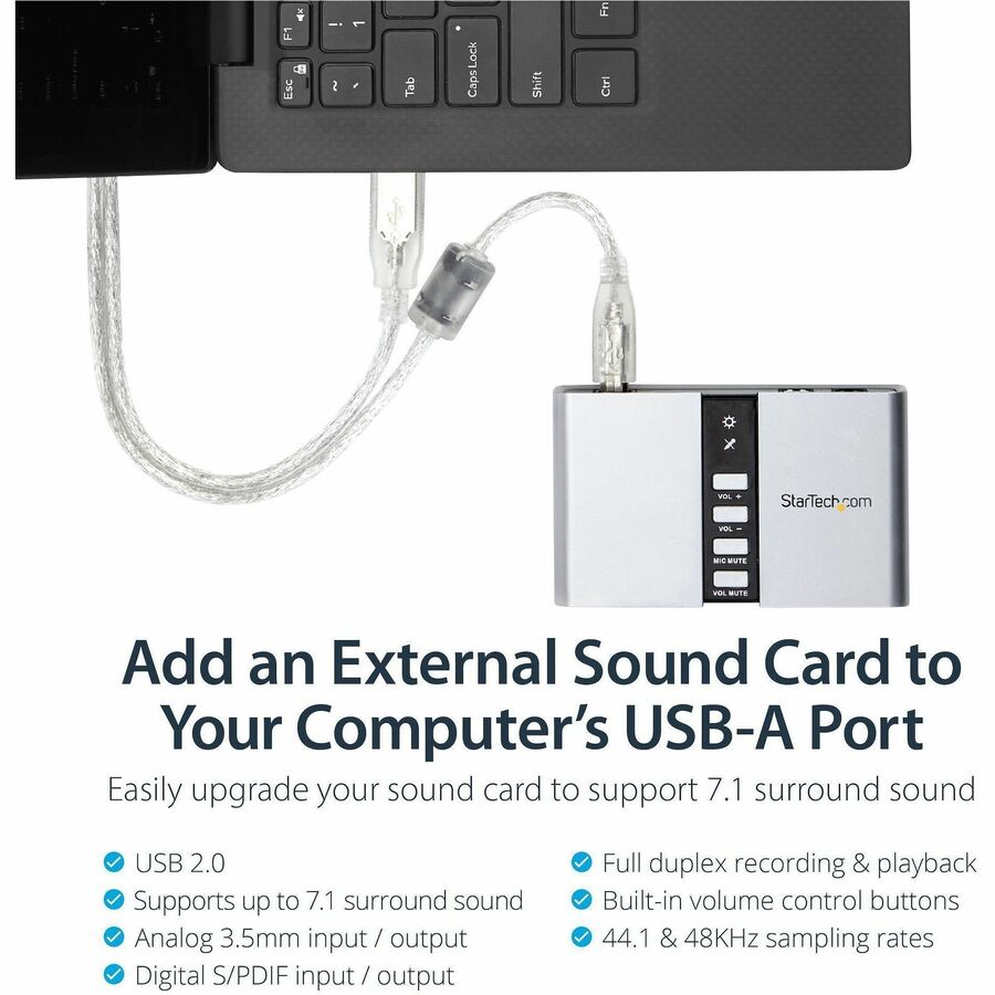 Alternate-Image1 Image for StarTech.com 7.1 USB Audio Adapter External Sound Card