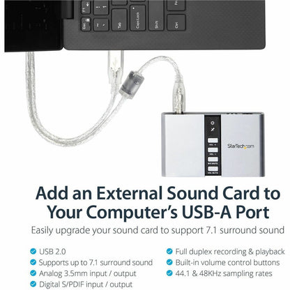 Alternate-Image1 Image for StarTech.com 7.1 USB Audio Adapter External Sound Card