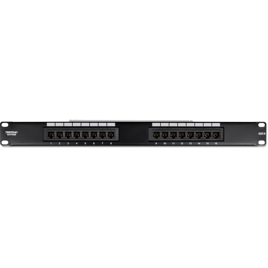Alternate-Image7 Image for TRENDnet 16-Port Cat6 Unshielded Patch Panel, Wallmount Or Rackmount, 1U 19" , Cat3,Cat4,Cat5,Cat5e,Cat6 Compatible, 250Mhz Connection, Ideal For Copper Gigabit Ethernet Connections, Black, TC-P16C6