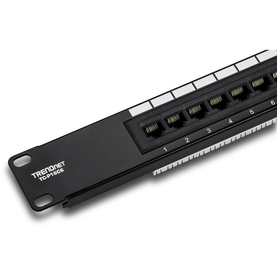 Alternate-Image6 Image for TRENDnet 16-Port Cat6 Unshielded Patch Panel, Wallmount Or Rackmount, 1U 19" , Cat3,Cat4,Cat5,Cat5e,Cat6 Compatible, 250Mhz Connection, Ideal For Copper Gigabit Ethernet Connections, Black, TC-P16C6