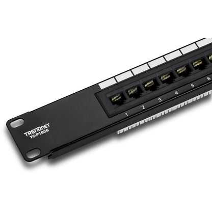 Alternate-Image6 Image for TRENDnet 16-Port Cat6 Unshielded Patch Panel, Wallmount Or Rackmount, 1U 19" , Cat3,Cat4,Cat5,Cat5e,Cat6 Compatible, 250Mhz Connection, Ideal For Copper Gigabit Ethernet Connections, Black, TC-P16C6
