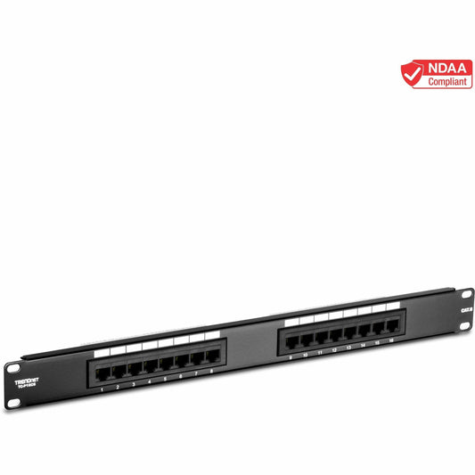 Main Image for TRENDnet 16-Port Cat6 Unshielded Patch Panel, Wallmount Or Rackmount, 1U 19" , Cat3,Cat4,Cat5,Cat5e,Cat6 Compatible, 250Mhz Connection, Ideal For Copper Gigabit Ethernet Connections, Black, TC-P16C6