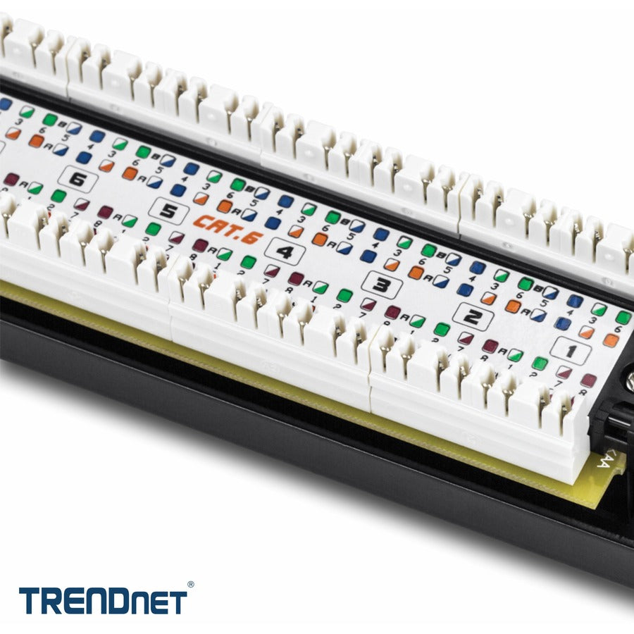 Alternate-Image2 Image for TRENDnet 16-Port Cat6 Unshielded Patch Panel, Wallmount Or Rackmount, 1U 19" , Cat3,Cat4,Cat5,Cat5e,Cat6 Compatible, 250Mhz Connection, Ideal For Copper Gigabit Ethernet Connections, Black, TC-P16C6