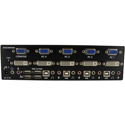 Rear Image for StarTech 4 Port DVI VGA Dual Monitor KVM Switch with Audio & USB Hub, TAA