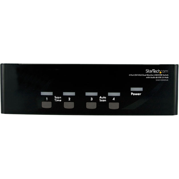 Front Image for StarTech 4 Port DVI VGA Dual Monitor KVM Switch with Audio & USB Hub, TAA