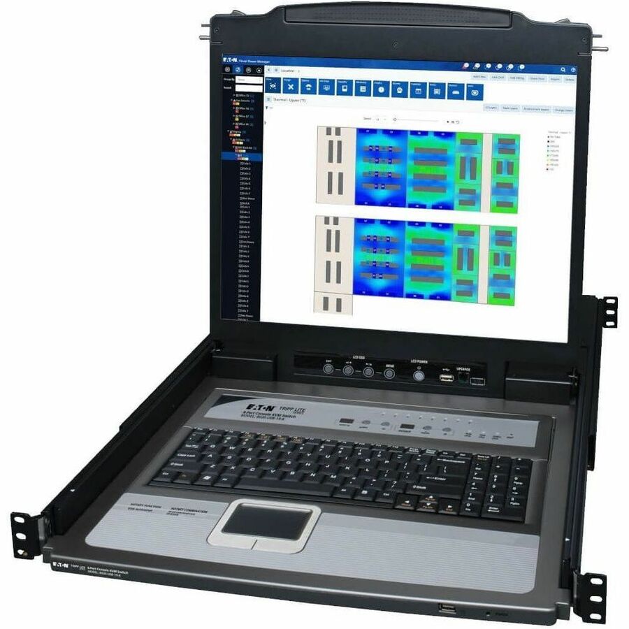Alternate-Image2 Image for Tripp Lite by Eaton NetDirector 8-Port 1U Rack-Mount Console KVM Switch with 19-in. LCD + 8 PS2/USB Combo Cables