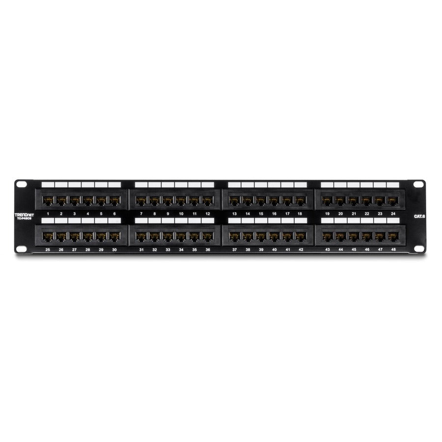 Alternate-Image4 Image for TRENDnet 48-Port Cat6 Unshielded Patch Panel, Wallmount Or Rackmount, Compatible With Cat3,4,5,5e,6 Cabling, For Ethernet, Fast Ethernet, Gigabit Applications, Black, TC-P48C6