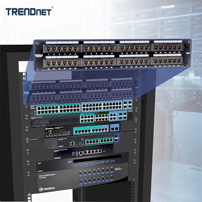 Alternate-Image2 Image for TRENDnet 48-Port Cat6 Unshielded Patch Panel, Wallmount Or Rackmount, Compatible With Cat3,4,5,5e,6 Cabling, For Ethernet, Fast Ethernet, Gigabit Applications, Black, TC-P48C6