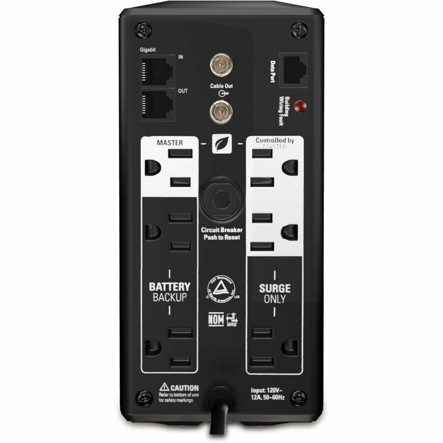 Rear Image for APC Back-UPS Pro, 700VA/420W, Tower, 120V, 6x NEMA 5-15R outlets, AVR, LCD, User Replaceable Battery