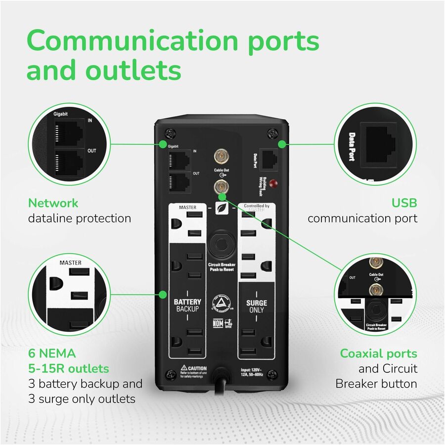 Alternate-Image2 Image for APC Back-UPS Pro, 700VA/420W, Tower, 120V, 6x NEMA 5-15R outlets, AVR, LCD, User Replaceable Battery