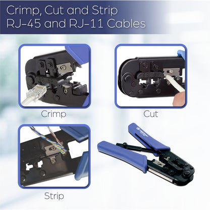 Alternate-Image5 Image for TRENDnet Crimping Tool, Crimp, Cut, And Strip Tool, For Any Ethernet or Telephone Cable, Built-In Cutter And Stripper, 8P-RJ-45 And 6P-RJ-12, RJ-11, All Steel Construction, Black, TC-CT68