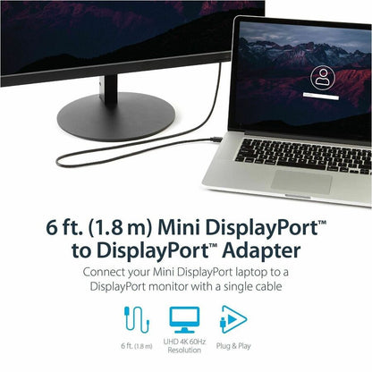 Alternate-Image1 Image for StarTech.com 6 ft Mini DisplayPort to DisplayPort 1.2 Adapter Cable M/M - DisplayPort 4k