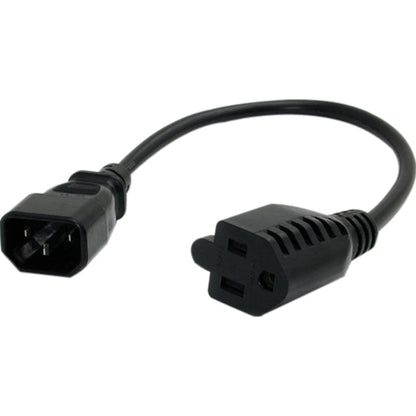 Left Image for StarTech.com 1ft (0.3m) Power Extension Cord, IEC C14 to NEMA 5-15R, 10A 125V, 18AWG, Black, Outlet Extension Cable for Power Supplies
