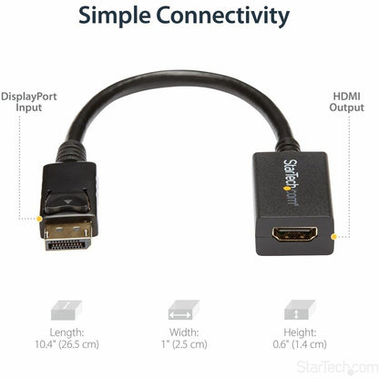Alternate-Image4 Image for StarTech.com DisplayPort to HDMI Adapter, 1080p DP to HDMI Video Converter, DP to HDMI Monitor/TV Dongle, Passive, Latching DP Connector