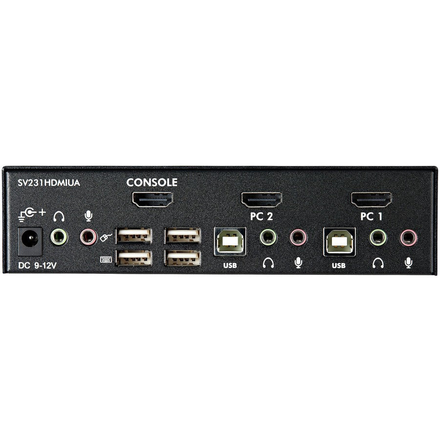 Rear Image for StarTech 2 Port USB HDMI KVM Switch w/ Audio & USB 2.0 Hub, TAA