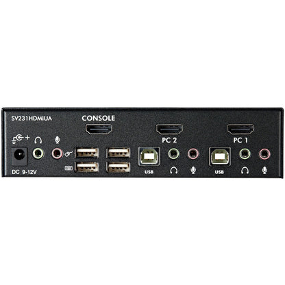 Rear Image for StarTech 2 Port USB HDMI KVM Switch w/ Audio & USB 2.0 Hub, TAA