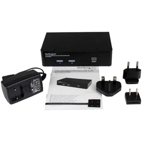 Alternate-Image1 Image for StarTech 2 Port USB HDMI KVM Switch w/ Audio & USB 2.0 Hub, TAA